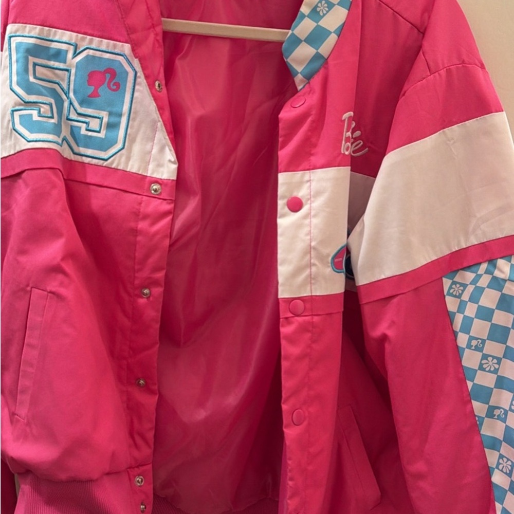 Barbie Pink and White Varsity Jacket